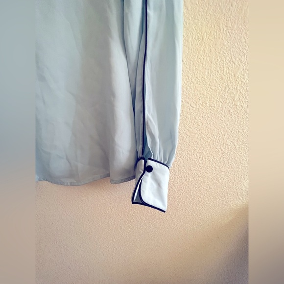 MANGO Light Blue Crewneck Blouse Size S - Picture 2 of 7